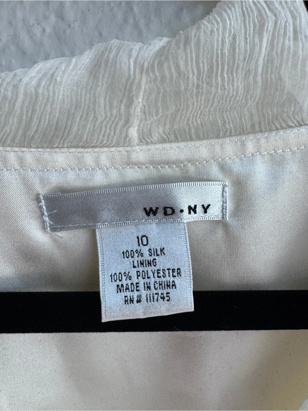 WDNY Silk Ivory Ruffle Wrap Blouse SZ 10 - Picture 3 of 3